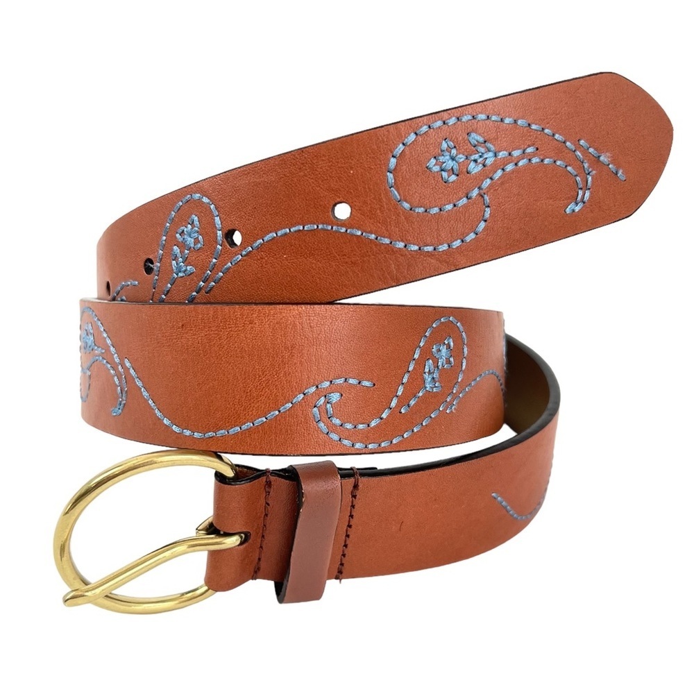 Liz Claiborne Embroidered Boho Leather Belt Size Large